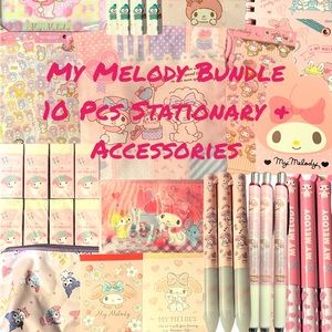 Sanrio My Melody 10 Pcs Mix Stationary and Accessories Bundle